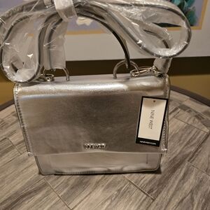 Nine West Metallic Silver Crossbody NWT MSRP $69